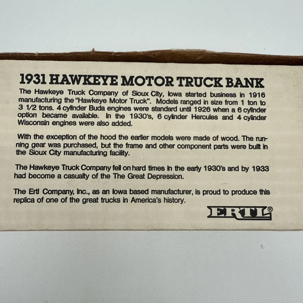 Ertl 1931 Hawkeye Kazim Temple Shrine Circus Truck Bank
